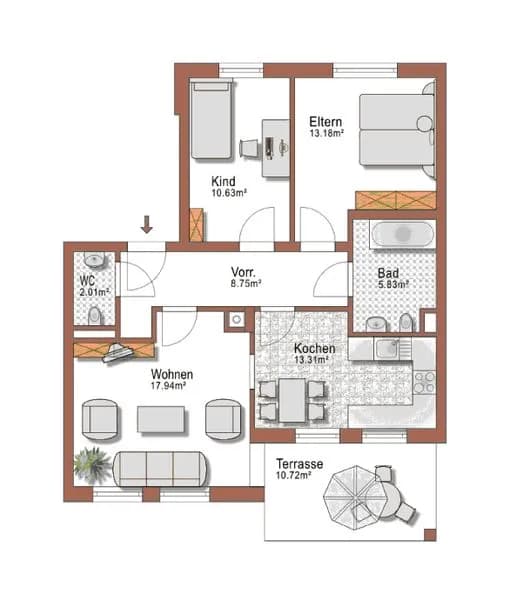 3-Zimmer-Wohnung mieten in Südoststeiermark – 70,65 m², € 899 – Bild 18 von 18