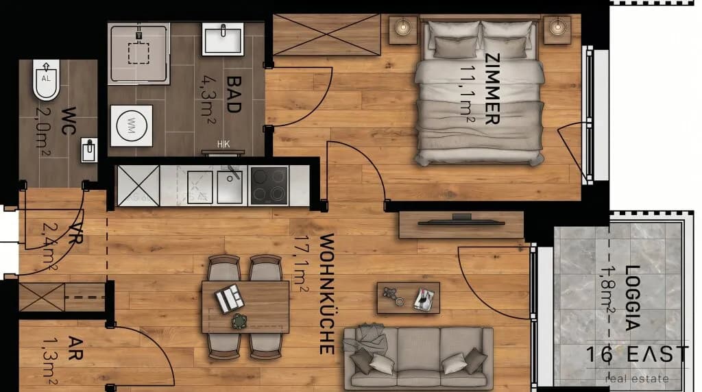 2-Zimmer-Wohnung kaufen in Wien – 38,05 m², € 245.055 – Bild 7 von 7