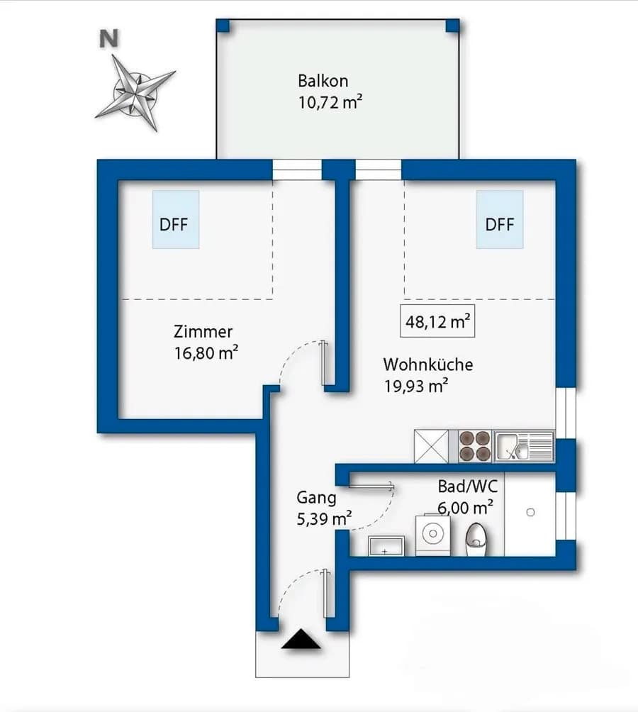 2-Zimmer-Wohnung mieten in Wien – 48 m², € 850 – Bild 2 von 9