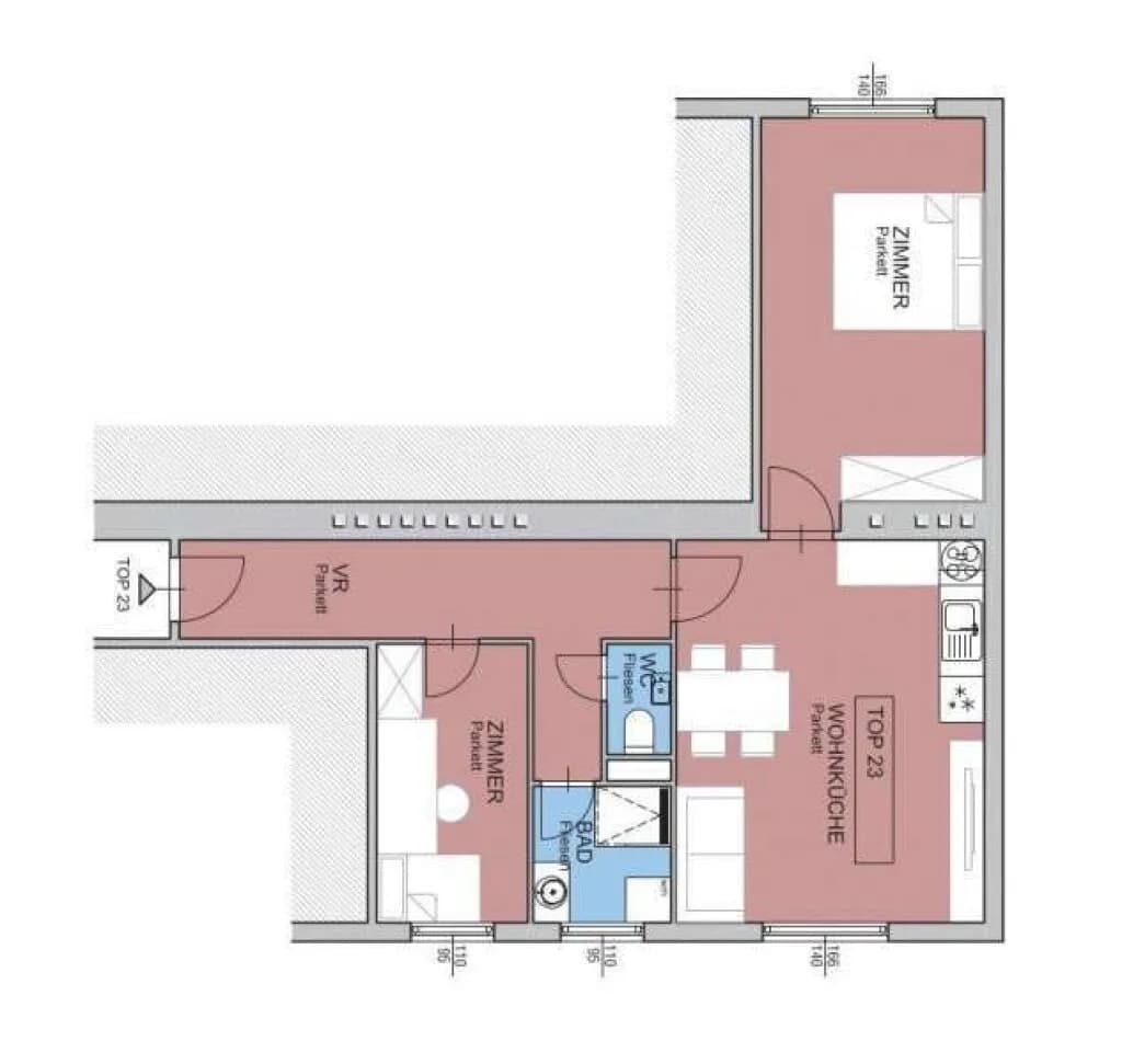 3-Zimmer-Wohnung mieten in Wien – 58 m², € 949 – Bild 14 von 14