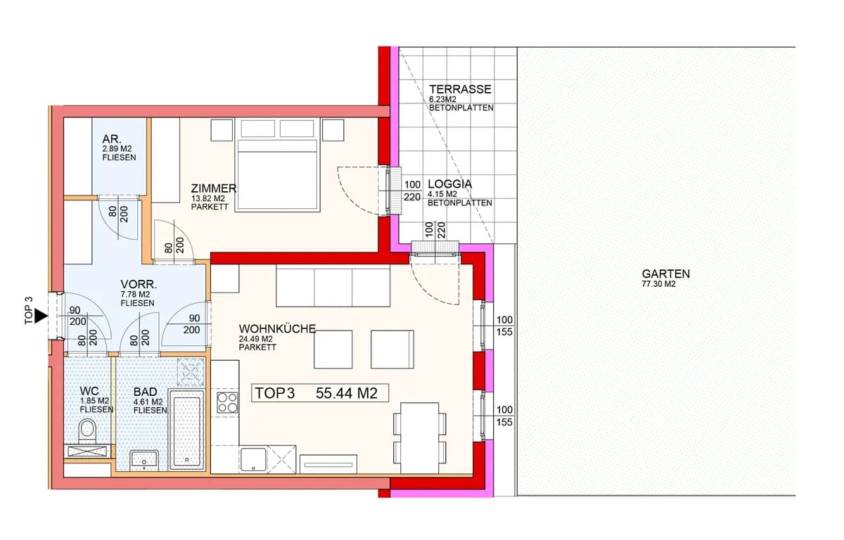 2-Zimmer-Wohnung mieten in Neunkirchen – 55,44 m², € 587 – Bild 4 von 10