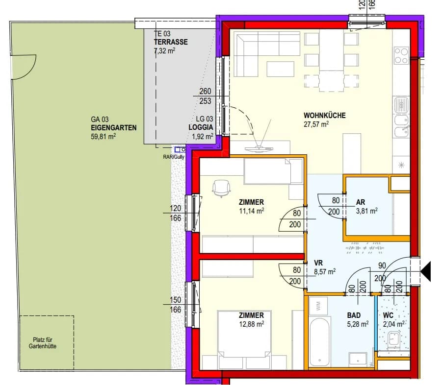 3-Zimmer-Wohnung mieten in Bruck an der Leitha – 73,22 m², € 679 – Bild 2 von 2