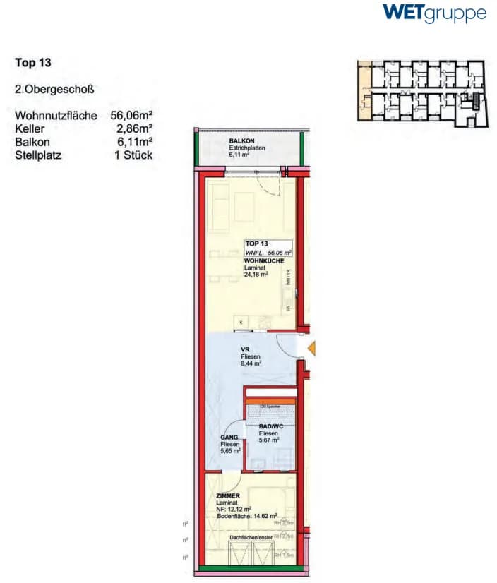 2-Zimmer-Wohnung mieten in Hollabrunn – 55,95 m², € 602 – Bild 2 von 2