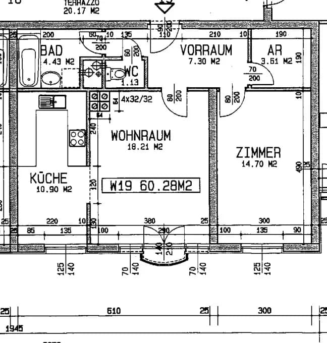 2-Zimmer-Wohnung mieten in Sankt Pölten – 60,28 m², € 554 – Bild 2 von 2