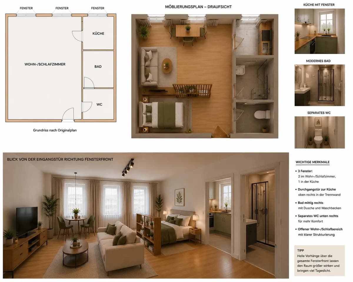 1-Zimmer-Wohnung mieten in Melk – 32 m², € 500