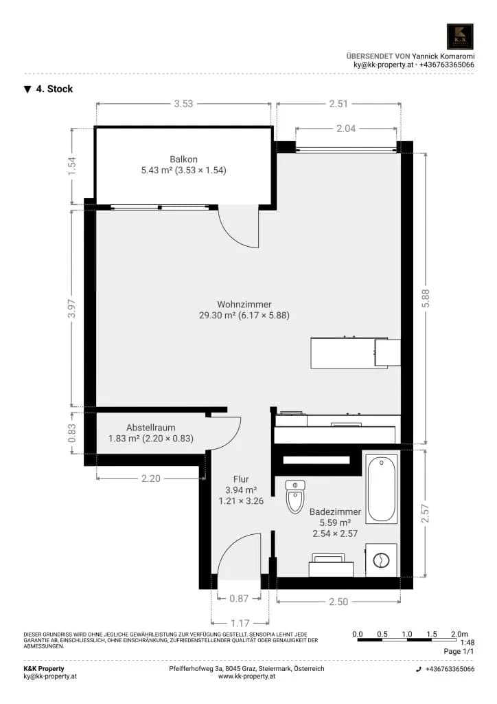 1-Zimmer-Wohnung mieten in Graz – 46 m², € 745 – Bild 11 von 12