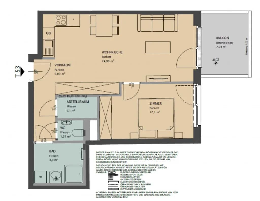 2-Zimmer-Wohnung mieten in Wien – 51 m², € 1.085 – Bild 10 von 10