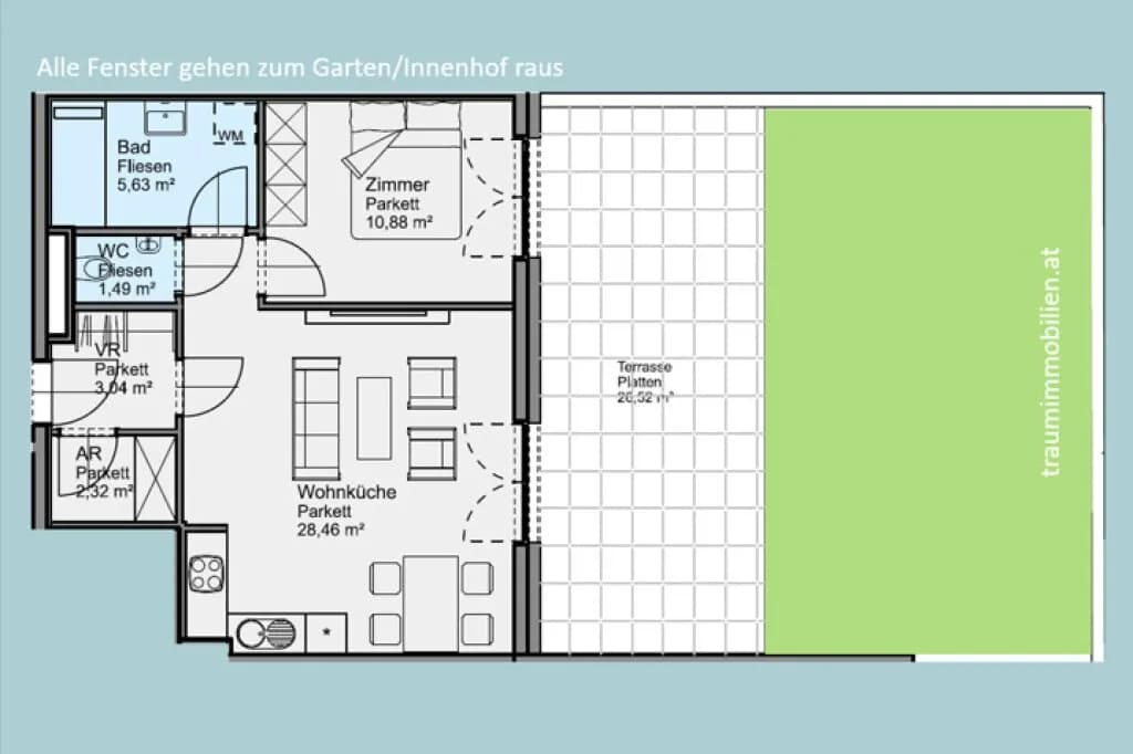 2-Zimmer-Wohnung kaufen in Wien – 51,82 m², € 315.000 – Bild 2 von 14