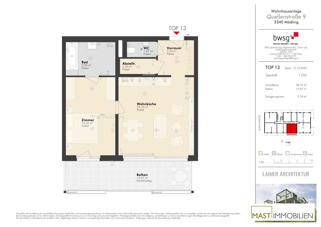 2-Zimmer-Wohnung kaufen in Mödling – 57,12 m², € 429.000 – Bild 15 von 15