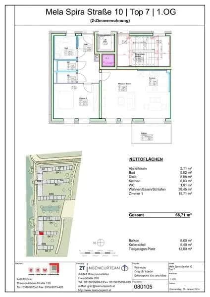 2-Zimmer-Wohnung mieten in Graz – 67,03 m², € 1.000 – Bild 15 von 15