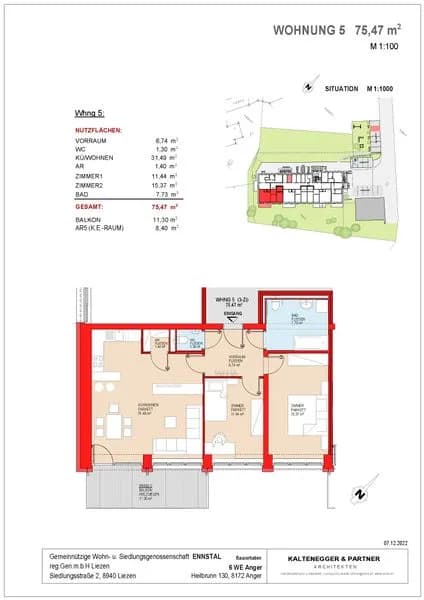 3-Zimmer-Wohnung mieten in Weiz – 75,47 m², € 685 – Bild 2 von 2