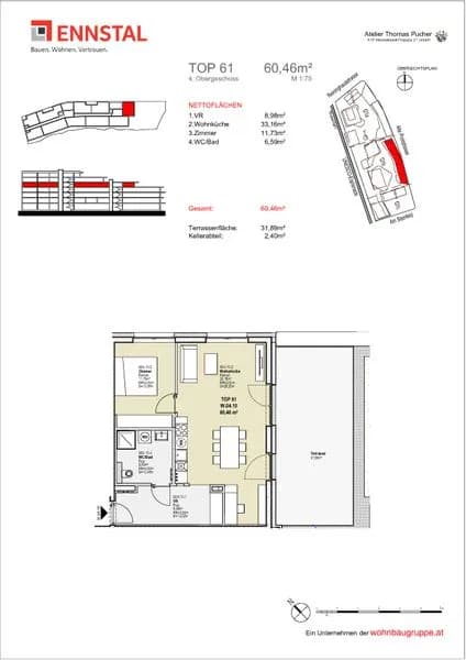 2-Zimmer-Wohnung mieten in Graz – 60,46 m², € 882 – Bild 4 von 4