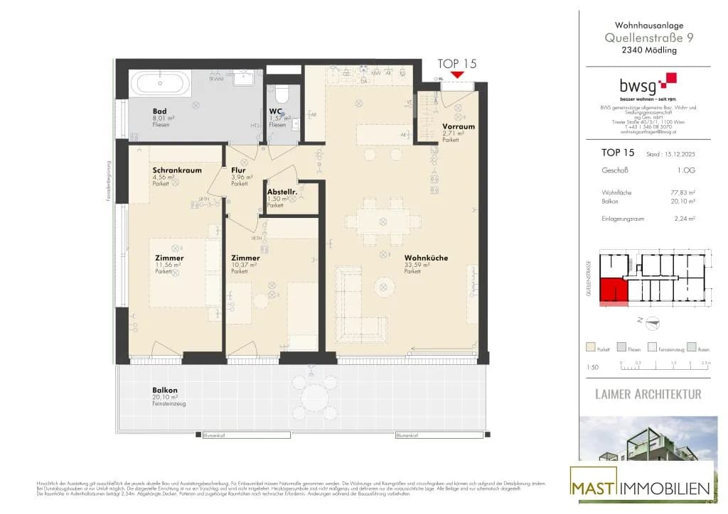 3-Zimmer-Wohnung kaufen in Mödling – 77,16 m², € 549.000 – Bild 19 von 19