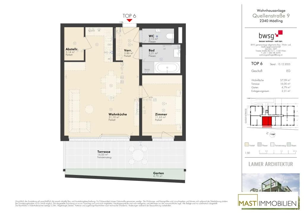 2-Zimmer-Wohnung kaufen in Mödling – 57,09 m², € 419.000 – Bild 15 von 15