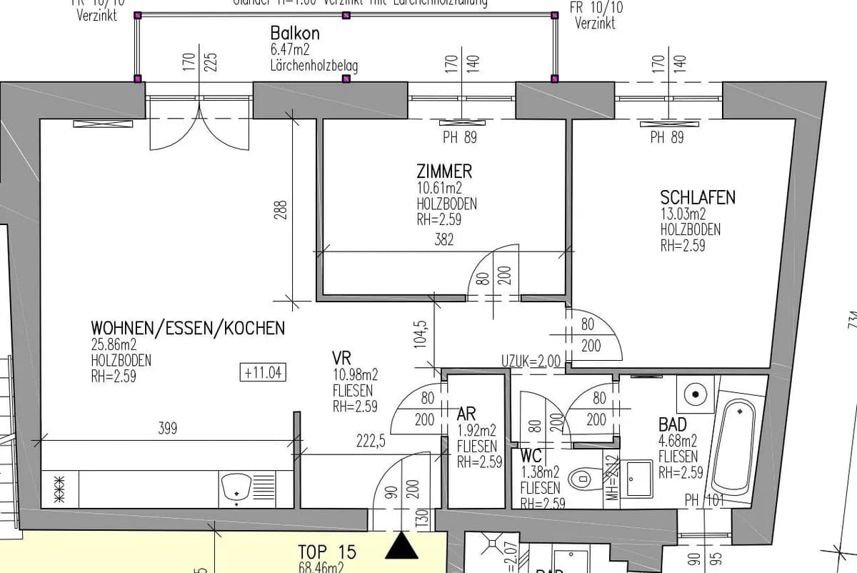 3-Zimmer-Wohnung mieten in Linz – 68,46 m², € 927 – Bild 9 von 9