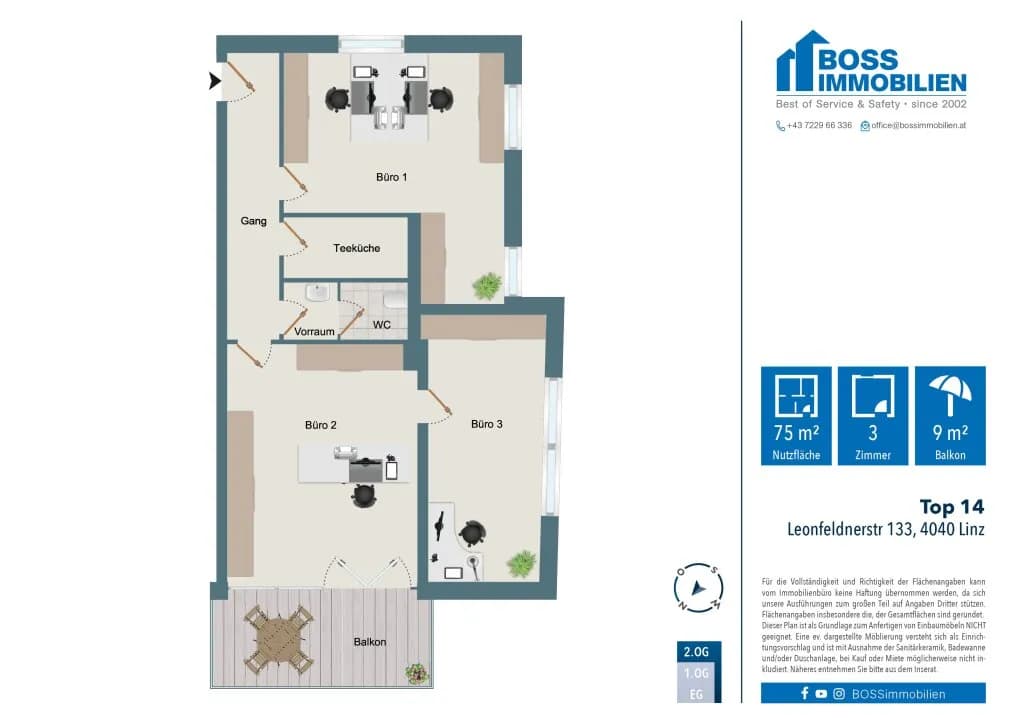 3-Zimmer-Gewerbeimmobilie mieten in Linz – 75 m², € 1.259 – Bild 12 von 12