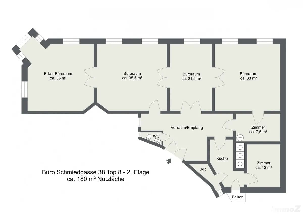 7-Zimmer-Gewerbeimmobilie mieten in Graz – 180 m², € 2.181 – Bild 2 von 24
