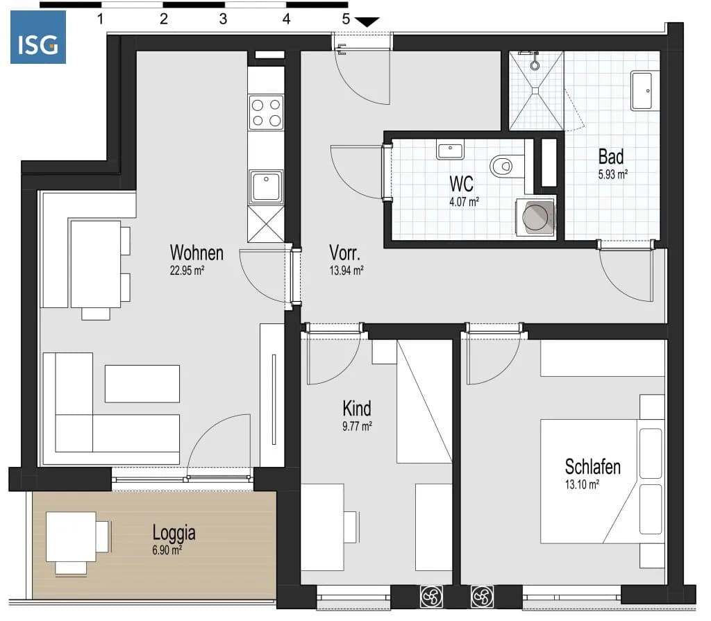 3-Zimmer-Wohnung mieten in Grieskirchen – 69,79 m², € 805 – Bild 3 von 9