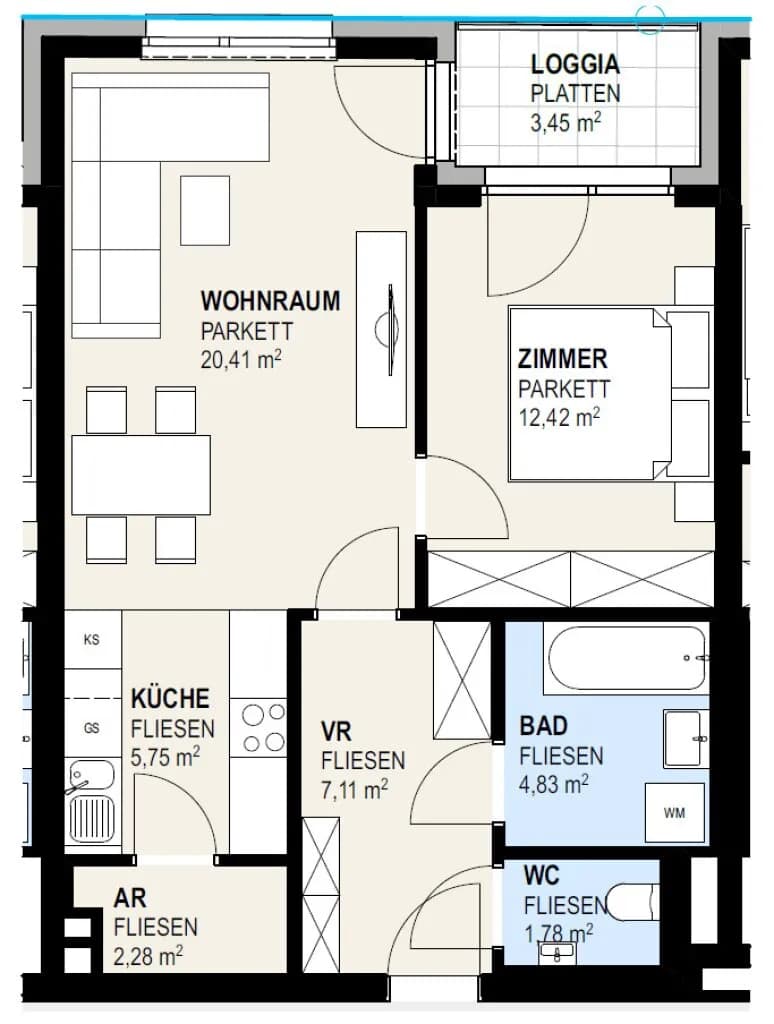 2-Zimmer-Wohnung kaufen in Mistelbach – 54,32 m², € 299.911 – Bild 8 von 17