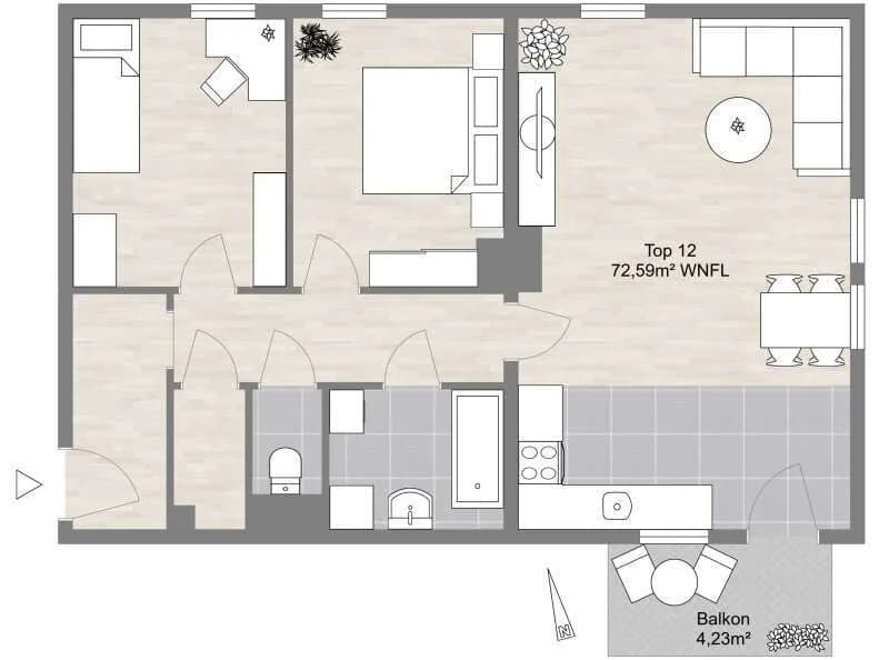 3-Zimmer-Wohnung mieten in Amstetten – 72,63 m², € 700 – Bild 13 von 14