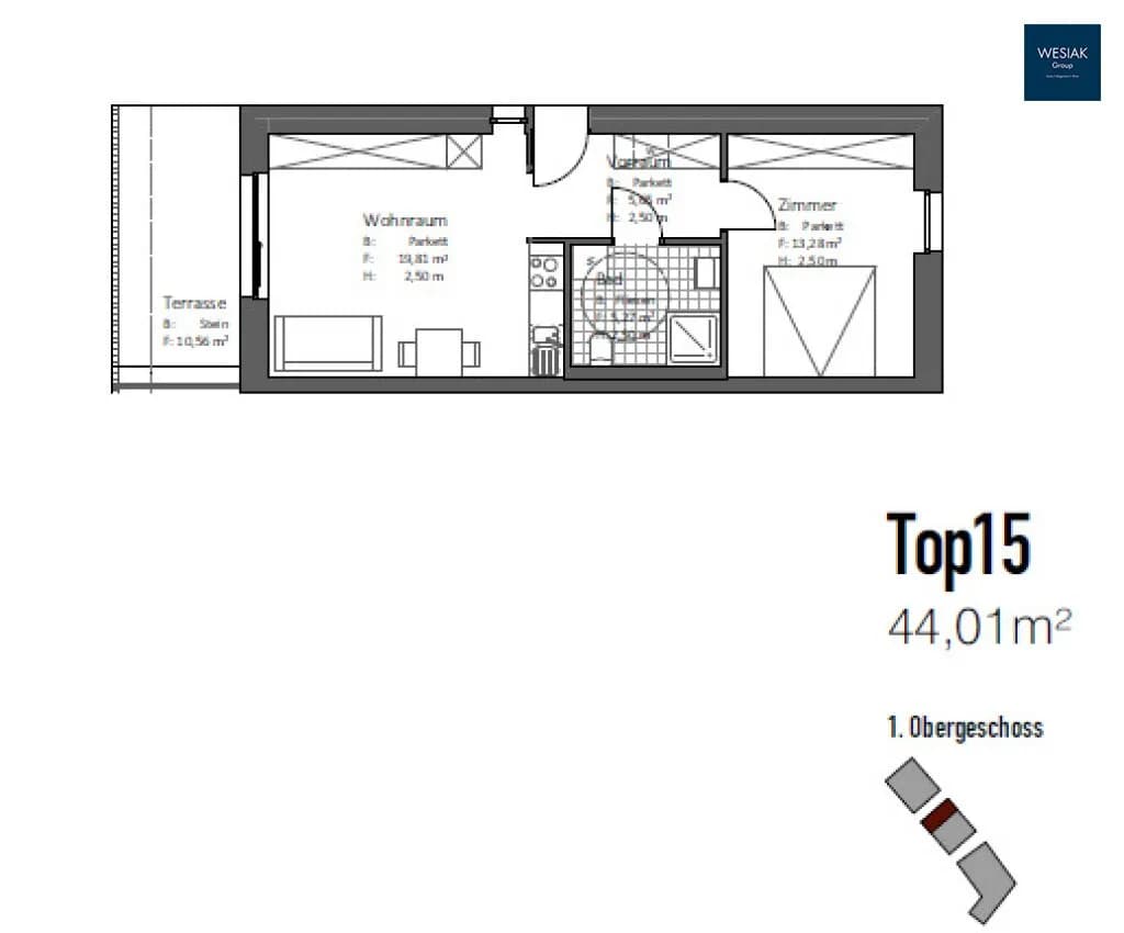 2-Zimmer-Wohnung mieten in Graz – 44 m², € 752 – Bild 9 von 9