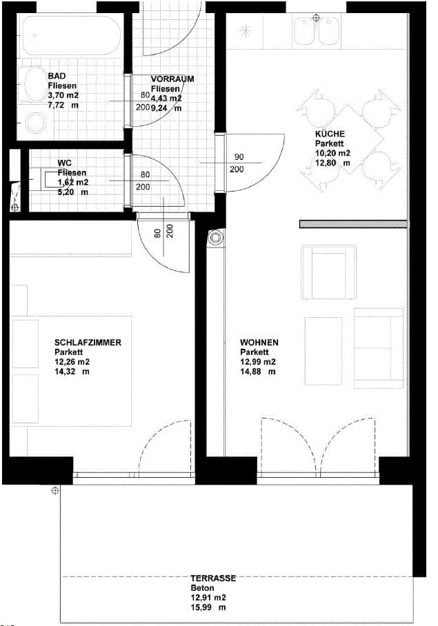 2-Zimmer-Wohnung mieten in Urfahr-Umgebung – 46 m², € 765 – Bild 12 von 14
