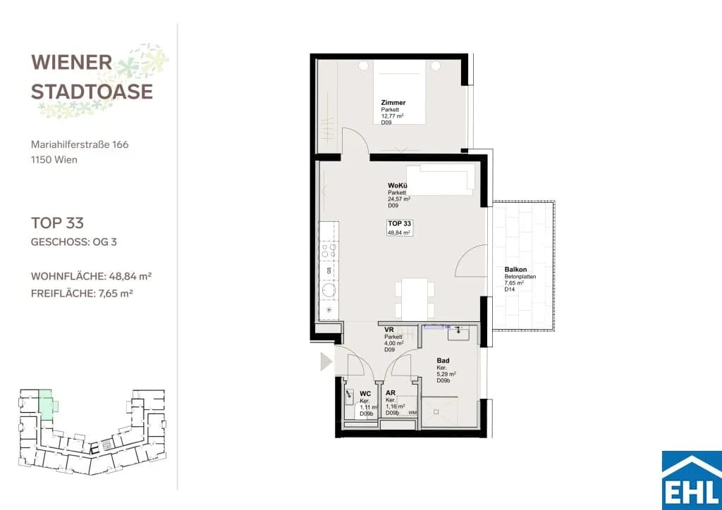 2-Zimmer-Wohnung mieten in Wien – 48,84 m², € 1.250 – Bild 13 von 13