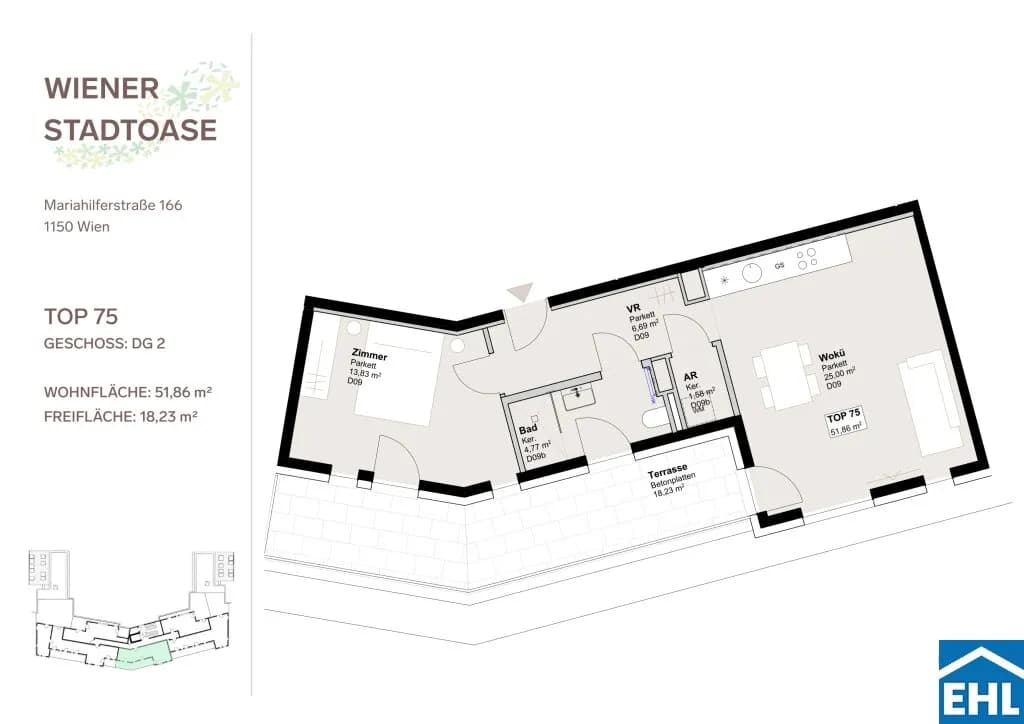 2-Zimmer-Wohnung mieten in Wien – 51,86 m², € 1.535 – Bild 13 von 13
