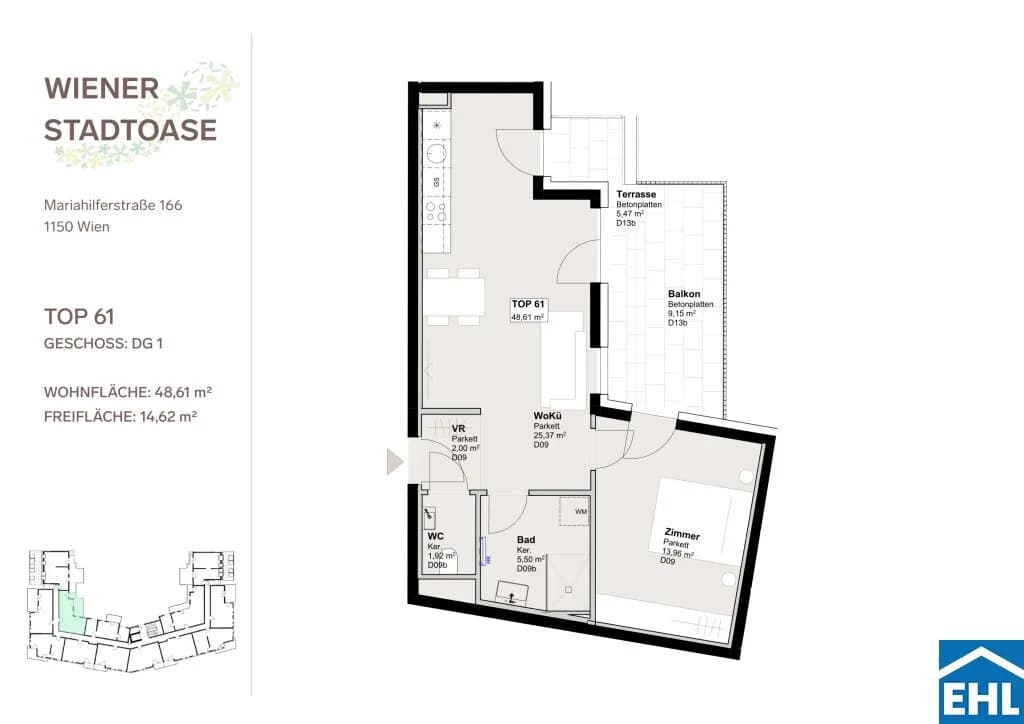 2-Zimmer-Wohnung mieten in Wien – 48,61 m², € 1.385 – Bild 13 von 13
