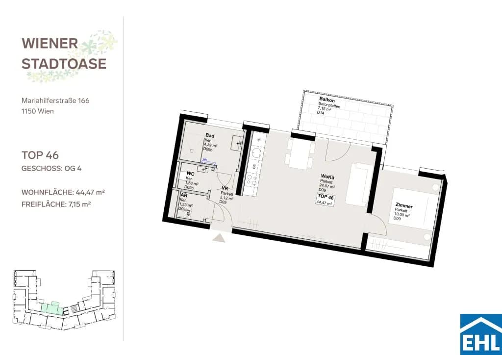 2-Zimmer-Wohnung mieten in Wien – 44,47 m², € 1.170 – Bild 13 von 13