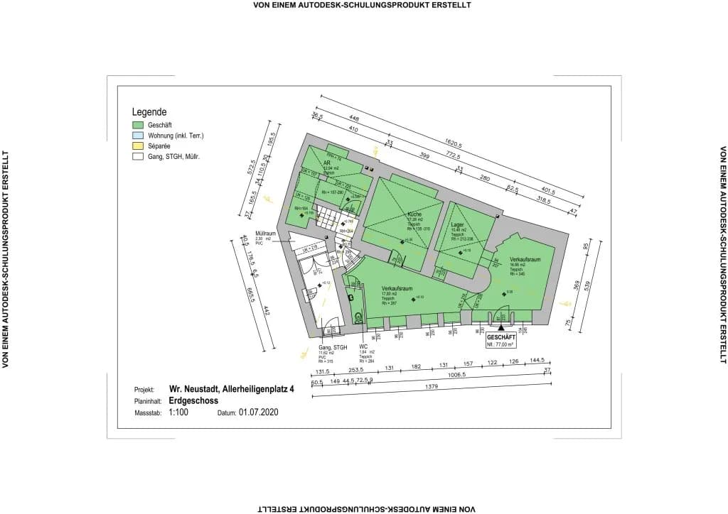 Gewerbeimmobilie mieten in Wiener Neustadt – 77 m², € 790