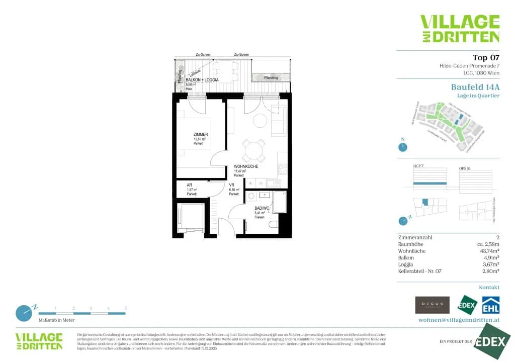 2-Zimmer-Wohnung kaufen in Wien – 43,74 m², € 354.000 – Bild 11 von 11