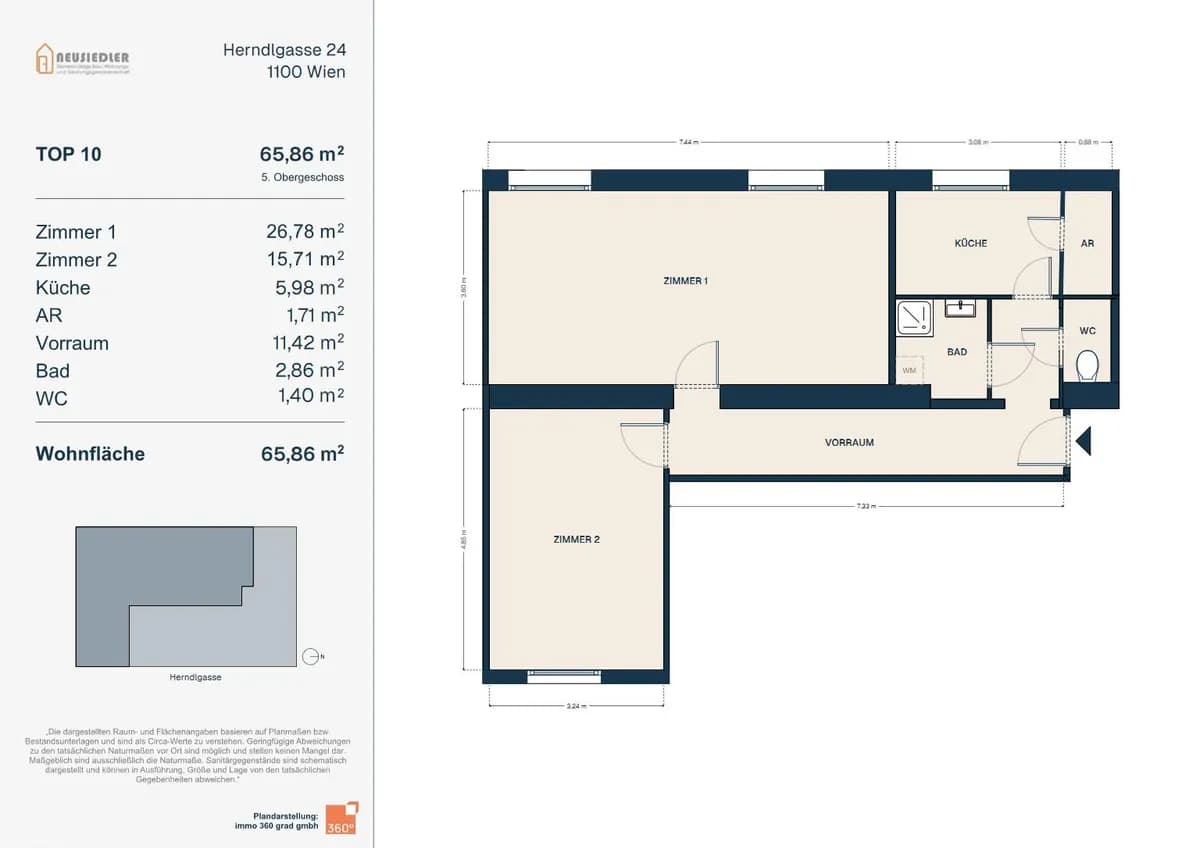 2-Zimmer-Wohnung mieten in Wien – 68,85 m², € 539 – Bild 2 von 11