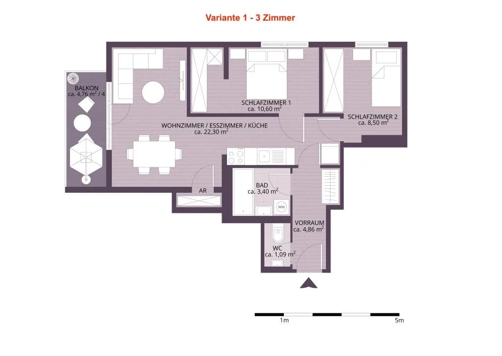 3-Zimmer-Wohnung kaufen in Wien – 50,39 m², € 299.900 – Bild 23 von 24