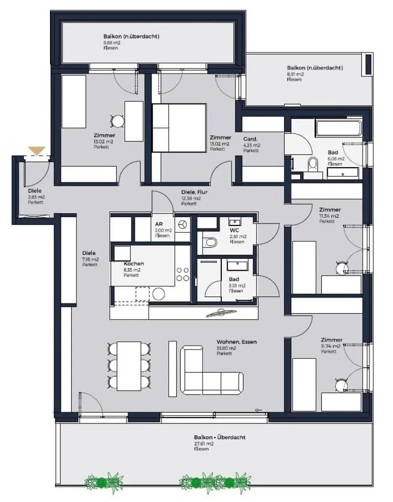 5-Zimmer-Wohnung kaufen in Mödling – 130,07 m², € 849.000 – Bild 10 von 12