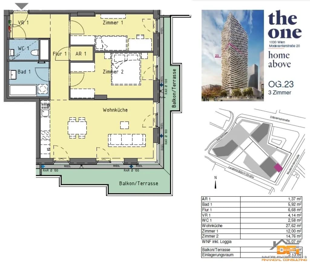 2-Zimmer-Wohnung mieten in Wien – 46,5 m², € 1.428 – Bild 24 von 24