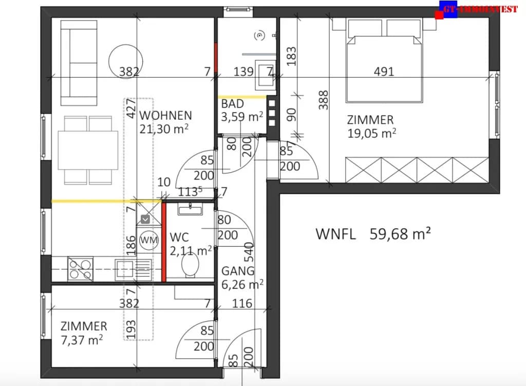 3-Zimmer-Wohnung mieten in Eisenstadt – 60 m², € 850 – Bild 9 von 9