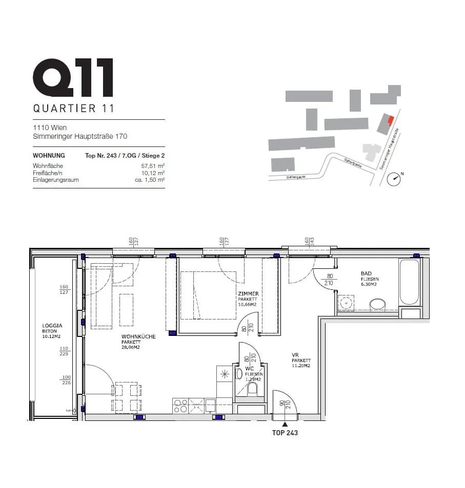 2-Zimmer-Wohnung mieten in Wien – 56,67 m², € 1.128 – Bild 12 von 12