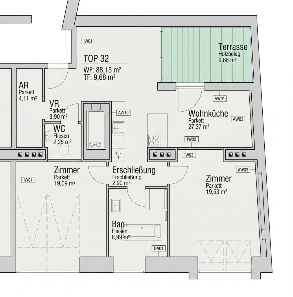 3-Zimmer-Wohnung kaufen in Wien – 88,02 m², € 699.000 – Bild 8 von 8