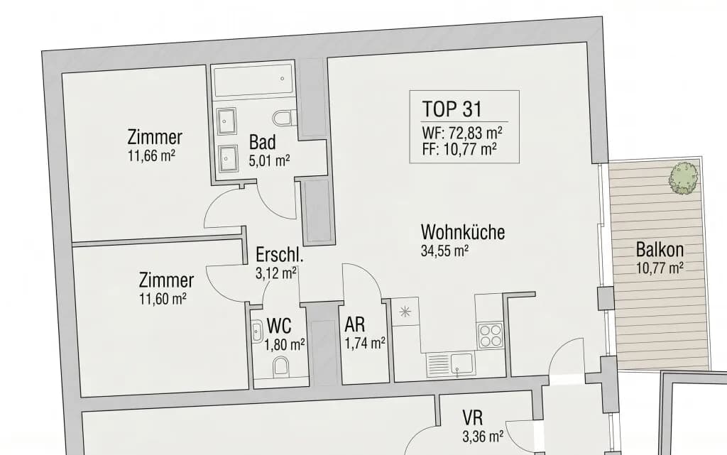 3-Zimmer-Wohnung kaufen in Wien – 72,83 m², € 549.000 – Bild 8 von 8