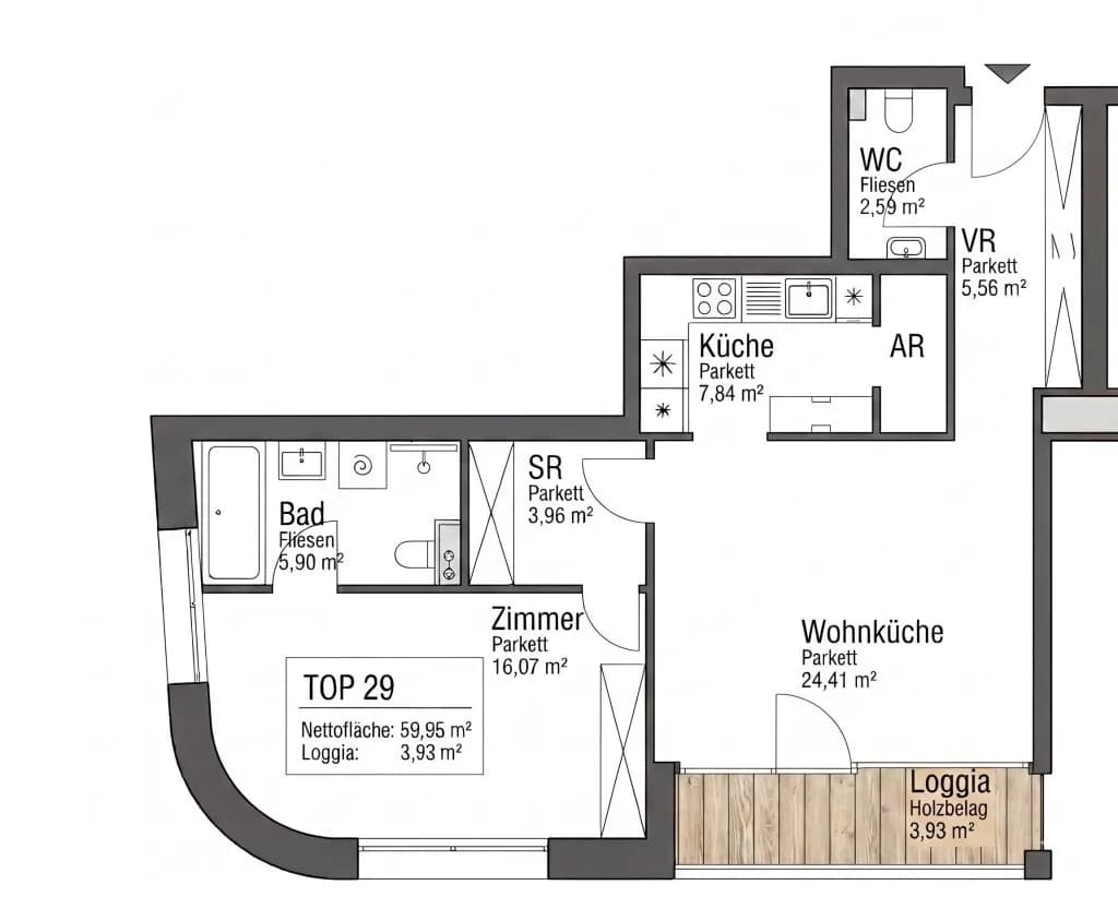2-Zimmer-Wohnung kaufen in Wien – 59,95 m², € 369.000 – Bild 6 von 6