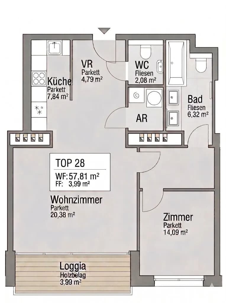 2-Zimmer-Wohnung kaufen in Wien – 55,9 m², € 359.000 – Bild 6 von 6