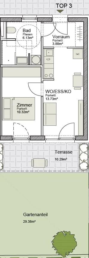 2-Zimmer-Wohnung mieten in Graz – 34,44 m², € 751 – Bild 9 von 20