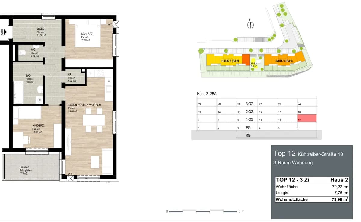 3-Zimmer-Wohnung mieten in Freistadt – 79,98 m², € 882 – Bild 2 von 2