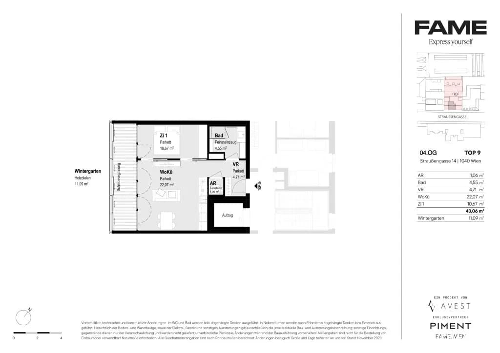 2-Zimmer-Wohnung mieten in Wien – 43,06 m², € 1.390 – Bild 13 von 13