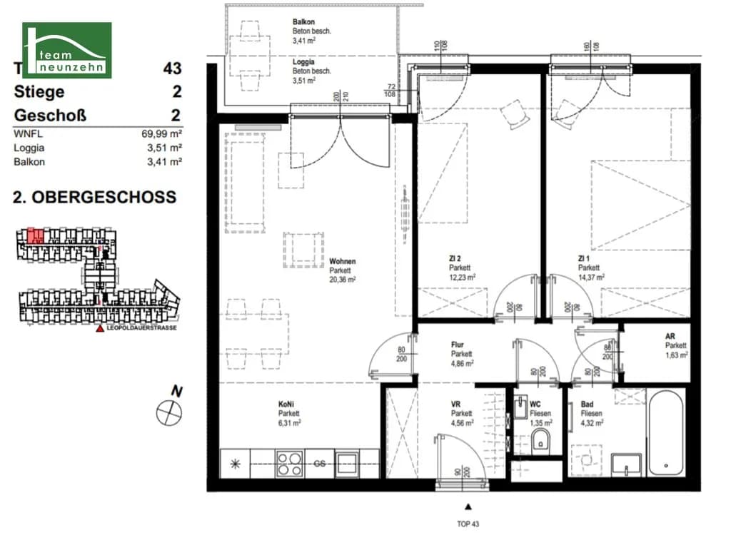 3-Zimmer-Wohnung mieten in Wien – 69,99 m², € 1.249 – Bild 18 von 18