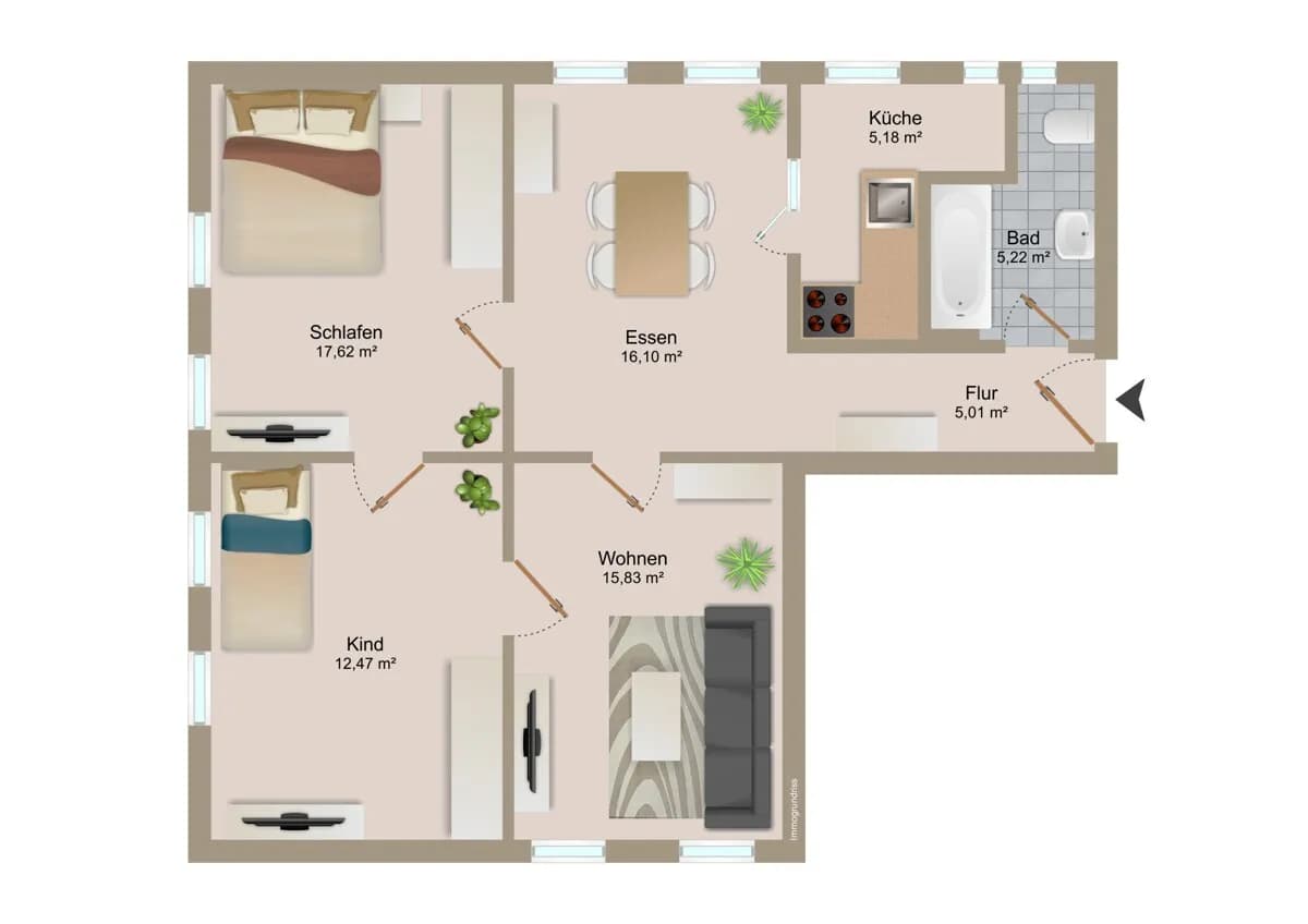 4-Zimmer-Wohnung kaufen in Klagenfurt – 84 m², € 199.800 – Bild 7 von 7
