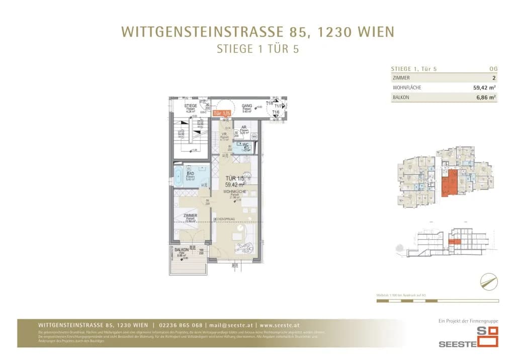 2-Zimmer-Wohnung kaufen in Wien – 59,42 m², € 472.000 – Bild 3 von 3