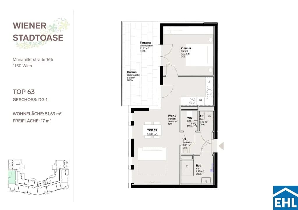 2-Zimmer-Wohnung mieten in Wien – 51,69 m², € 1.490 – Bild 13 von 13