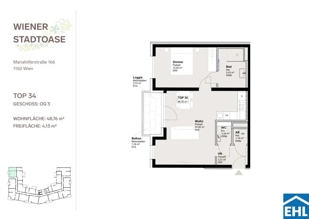 2-Zimmer-Wohnung mieten in Wien – 48,76 m², € 1.230 – Bild 13 von 13